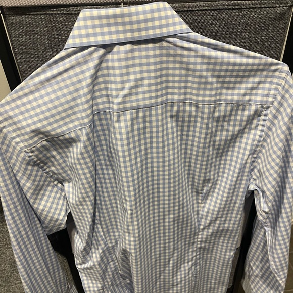 ETON men’s button down shirt - white with light blue checkers - size 15 1/2/39 - Picture 2 of 3